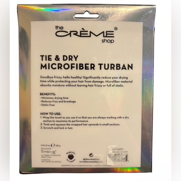 The Crème Shop Tie & Dry Microfiber Turban Set - Purple and Pink - Picture 2 of 2